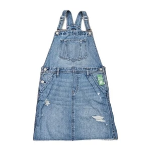 New Gap Kids Girl Distressed Denim Blue Medium Wash Skirt Overalls XL 14-16 - Picture 1 of 4