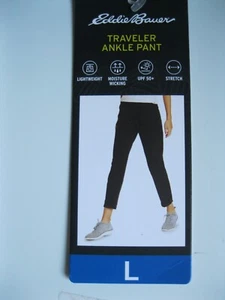 Eddie Bauer Ladies Traveler Ankle Pant, light weight, stretch, UPF50 black large - Picture 1 of 14