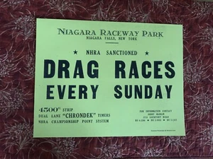 1960’s ERA SUNDAY NIAGARA DRAG STRIP ADVERTISING POSTER NIAGARA FALLS, N.Y. USA - Picture 1 of 1