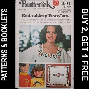 Vintage Butterick Embroidery Transfers Pattern #4004 OS CUT - Picture 1 of 11