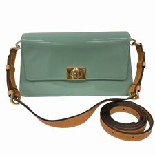 Furla ZOE Shoulder Bag 2 Way Diagonal Hanging Patent Calf Leather Emerald Used