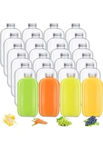 24 Stück 17 Unzen Plastik Saftflaschen mit Silberkappen Leere Wiederverwendbare Klar Flaschen - Bild 1 von 4