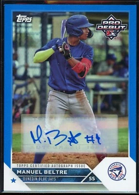 2023 Topps Pro Debut Blue Foil Auto /150 Manuel Beltre #PD-183 Autograph - Image 1 of 2
