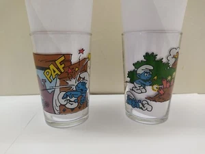 Lot de 2 Verres à moutarde SCHTROUMPFS ¤ BENEDICTIN 1994 ¤ Très Bon Etat. - Foto 1 di 6