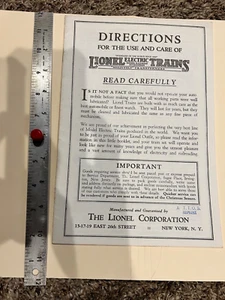 Vintage Directions for the Use and Care of Lionel Electric Trains Reprint - Picture 1 of 3