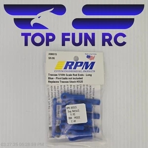 RPM 80515 Traxxas 1/10th Scale Rod Ends-Long Blue-No Pivot Balls - Picture 1 of 1