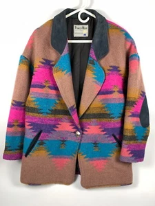 Pioneer Wear Navajo Southwest Jacket Wool Suede USA Purple Blue Orange VTG XL - Picture 1 of 20
