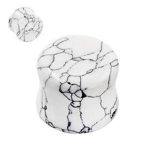 Ear Gauges Organic Stone Ear Plugs Flesh Tunnels 2G,0G,00G,12,14,16MM - 1Pair US - Picture 1 of 44