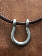 Abercrombie and Fitch Vintage Leather Lucky Horseshoe Metal Necklace Rare