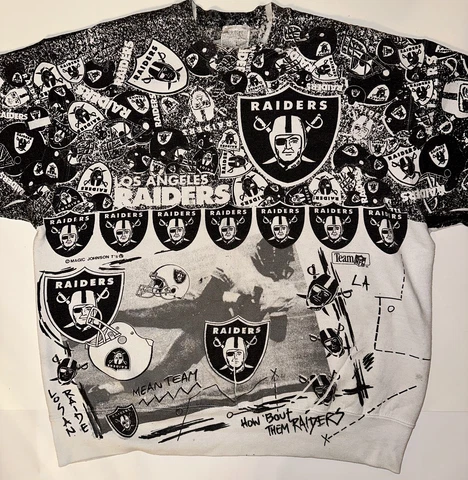 Vintage Magic Johnson NFL Los Angeles Raiders All Over Print Sweater Size XL Cover