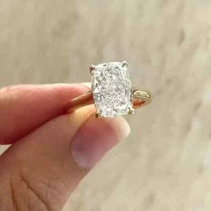 Lab Grown Solitaire Diamond Ring 2.04 Ct Cushion Cut E VVS1 CVD 14k Yellow Gold - Picture 1 of 14