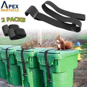 2PCS Outdoor Trash Can Locks Animals Raccoon Heavy Duty Garbage Lid Strap Band - Picture 1 of 10