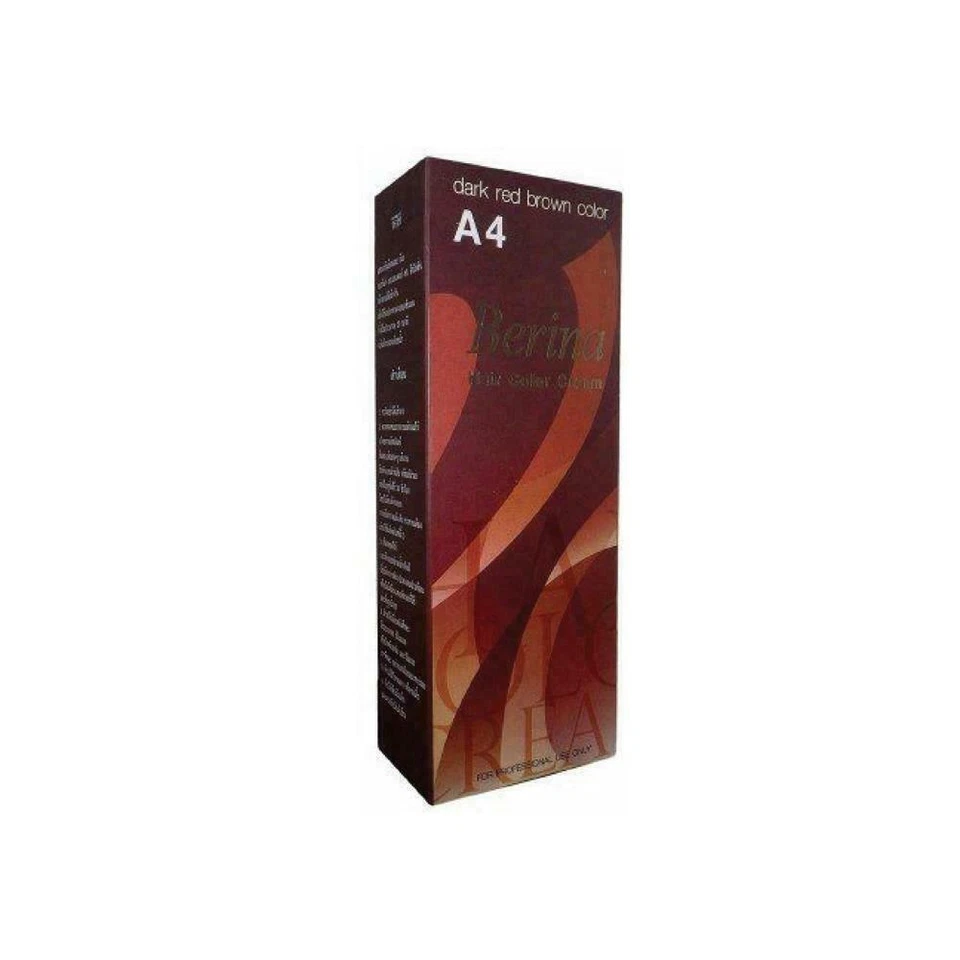 Berina Hair Color Cream A4 Dard Red Brown 60 ml Hair Dye Super Permanent Fashion - Image 1 of 1