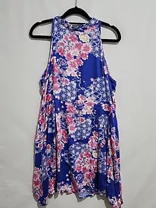MinkPink Womens Dress Size M Blue Pink Asian Floral Sleeveless (3513) - Picture 1 of 7