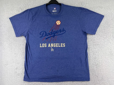 Los Angeles Dodgers Shirt Mens Extra Large Blue Short Sleeve Crew Neck Ring Spun Cover