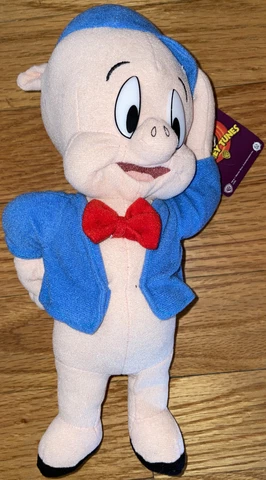 Looney Tunes Porky the Pig With Baseball Hat On Plush 10” Toy Nanco With Tag Cover