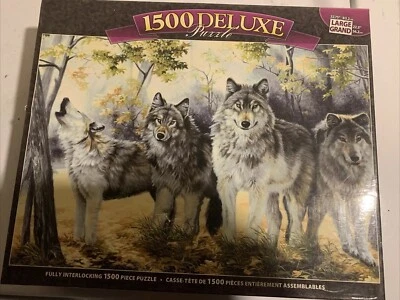 Mega Brands DELUXE 1500 Piece Puzzle Autumn Wolves  Sealed - Image 1 of 4