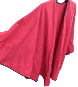 Open Front Cape Red Handmade OSFM BLACK Trim Shawl Poncho 56" Wide 34" Long - Picture 1 of 11