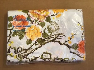 Wamsutta Ming Tree - Vintage Twin Flat Sheet - Orange Yellow Floral 70s NEW - Picture 1 of 7