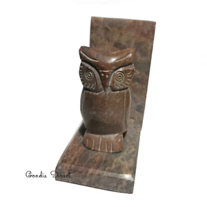 Handgeschnitzte Marmor Stein Fenton Eule Buchstütze Buchstütze, handgefertigt in Indien, neu - Bild 1 von 4