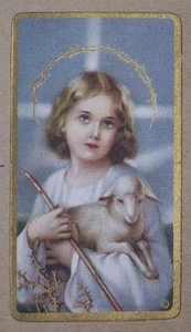 TARJETA SAGRADA DE COLECCIÓN 1934, JESÚS COMO NIÑO PASTOR, N. G. BASEVI - Imagen 1 de 1