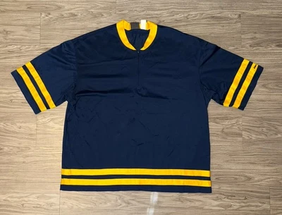 VINTAGE No Fear 1/4 Zip Jersey Navy & Yellow Mens XL Made In USA 90s - Image 1 of 4