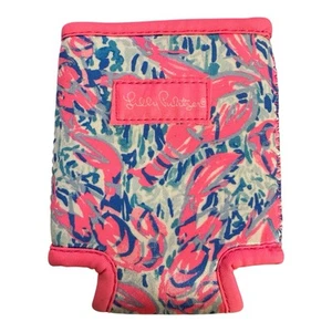 Lilly Pulitzer Drink Hugger Can Cooler Koozie Cozy Pink Cosmic Coral Lobsters - Picture 1 of 6