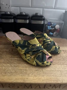 Next Tropical Floral Satin Slip On Peep Toe Mules Uk 5 Eu 38 VGC - Picture 1 of 7
