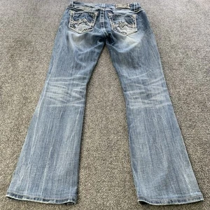 Miss Me Jeans Easy Boot Cut Blue Rhinestone Embroidered Women’s Size 27 (31x32) - Picture 1 of 19