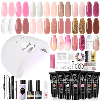 Поли ногтей гель набор, 14 цветов прозрачный голая блестящий поли ногтей гели набор с U V Ligh - Изображение 1 из 4