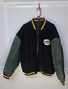 VINTAGE Green Bay Packers Jacket Men's XXL Suede 100% Leather Varsity Letterman - Picture 1 of 10