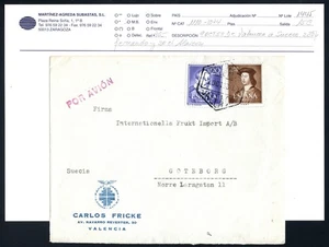 1953.Ed:1110,1074.Sobre Circulado.Estado Español.A Gottebog (Suecia) - Imagen 1 de 1