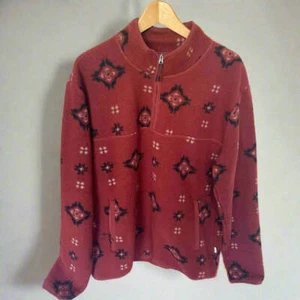 Frank And Oak Half Zip Fleece Sweater Mens XL Red Relaxed Fit Sweatshirt - Picture 1 of 7