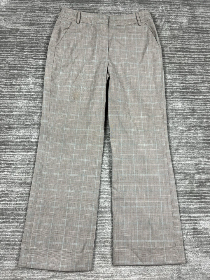 Larry Levine Pants Womens 10 Beige Plaid Cuffed Straight Stretch Polyester Blend - Image 1 of 4
