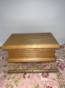 Vintage Custom Wood  Presentation Keepsake Box Solid Oak Hinged  12"x 7" x 5" - Picture 1 of 8