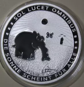 2021 Tuvalu $1 "Otto Waalkes" 1 oz Silver Ottifant #F6607 "Sunnyfant" - Picture 1 of 7