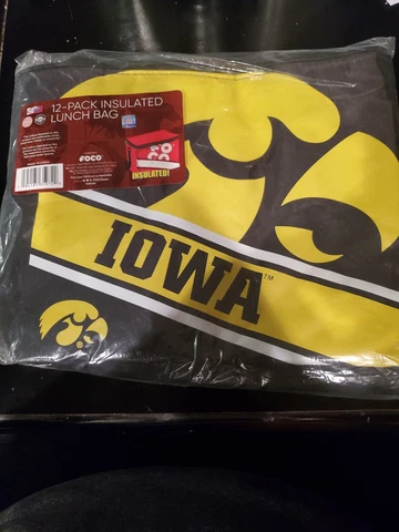 NCAA-Iowa Hawkeyes 12 Pack Insulated Lunch Bag Cooler w/Adjustable Strap- NEW! Cover