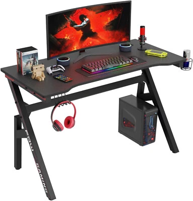 47 Inch Gaming Desk PC Carbon Fiber Table Ultimate Gamer Workstation - Image 1 of 4