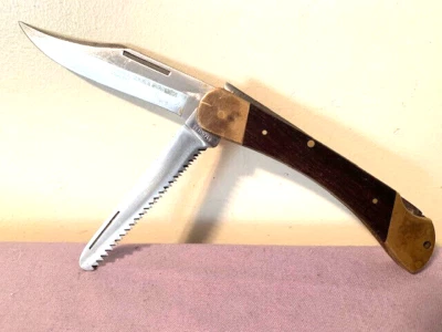 Vintage Puma 971 Game Warden Dual Blade Wood Handle Folding Pocket Knife Germany - Image 1 of 4