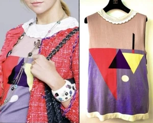 Chanel Vintage 2006 Barbie Purple Sweater Top 40 42 44 8 10 12 CC Logo Button L - Picture 1 of 24