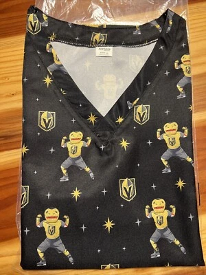 VGK Vegas Golden Knights Chance Medical Dental Scrub Top Black Gold New Medium - Image 1 of 2