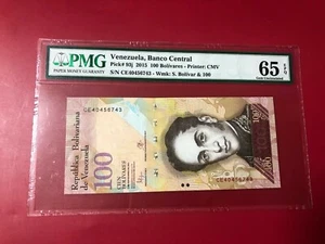 100 Bolivares Pick # 93j 2015 Venezuela Banco Central PMG 65 EPQ - Imagen 1 de 4