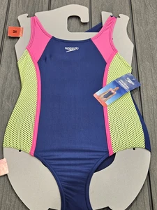 NWT SPEEDO GIRLS YOUTH 1PC SWIMSUIT Size 10/12 Medium - Picture 1 of 5