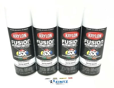 KRYLON 2753-4 PACK SATIN WHITE All-In-One Fusion Paint & Primer - No-Peel - 12oz - Image 1 of 3