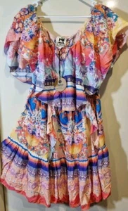 Jaase Size XL 14 Beautiful Sunset Print Georgie Mini Dress Brand New Tags - Picture 1 of 3