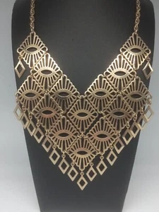 Sarah Coventry 1974 "Mandarin Magic" Gold Tone Segmented Dangle Necklace - Picture 1 of 9