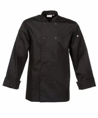 CHEF WORKS BAST-BLK-L Bastille Black Chef's Coat Adult Size LARGE -Free Shipping - Image 1 of 4