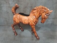 Inarco Japan Ceramic Horse Planter Designed To Look Like Hand Carved Wood
