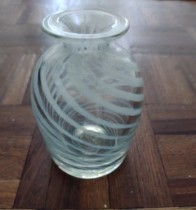 Small Hand Blown Glass Vase with White Swirl Decoration - Picture 1 of 5