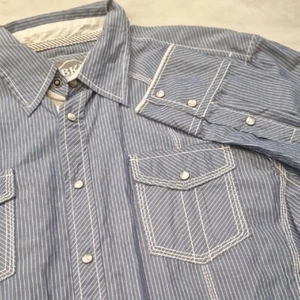 BKE Athletic Fit Chambray Striped Longsleeve Marbled Pearl Snap Shirt Mens XL-Lg - Picture 1 of 9